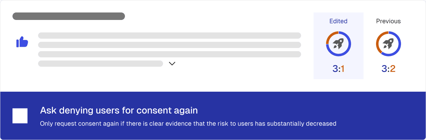Risk reduction again-consent trigger